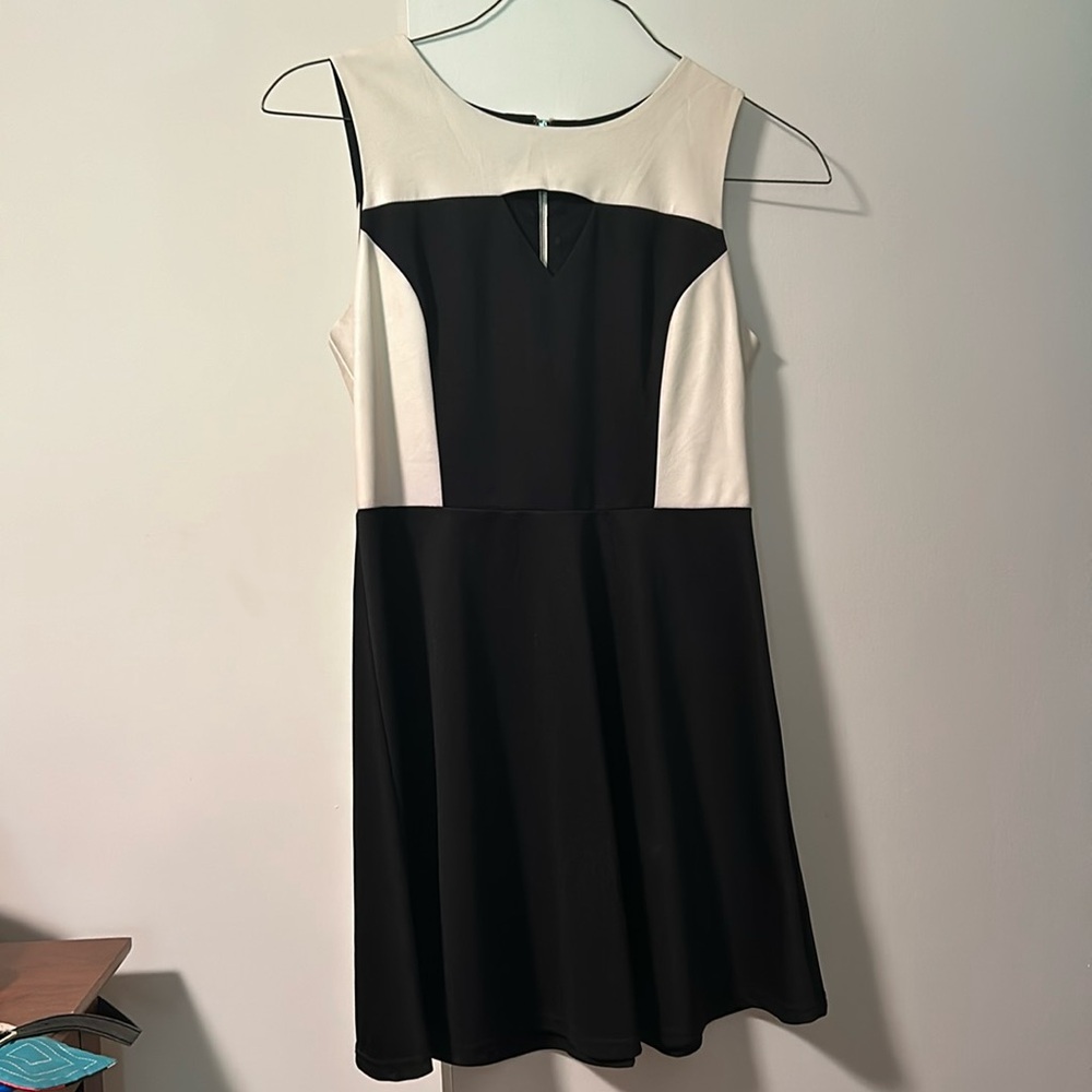 Black fabric with white leather MM Couture dress